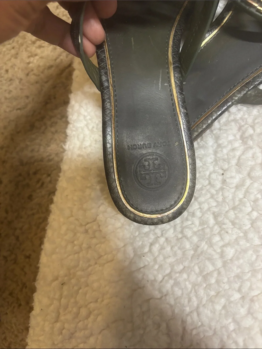 Tory Burch Miller Snake Printed Gold Logo Sandals women's 8